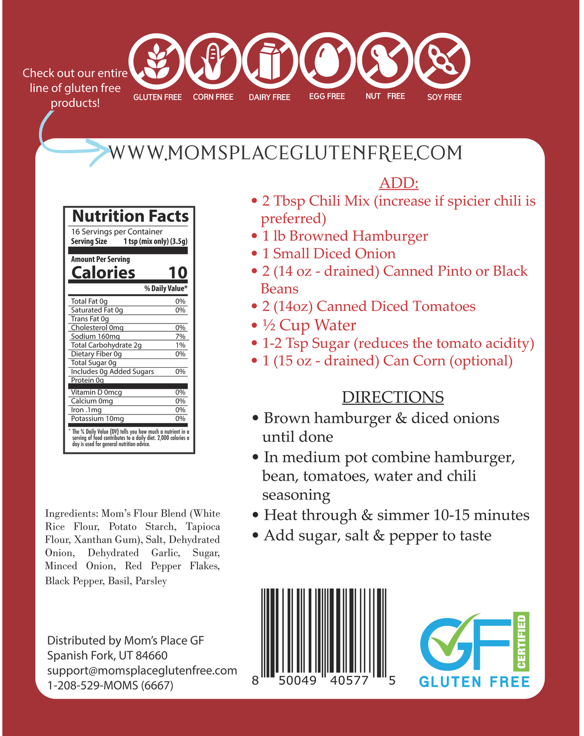 Gluten-Free Mild Chili Seasoning