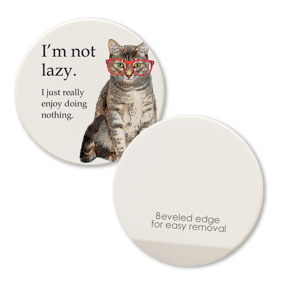Car Coaster I'm Not Lazy Cat