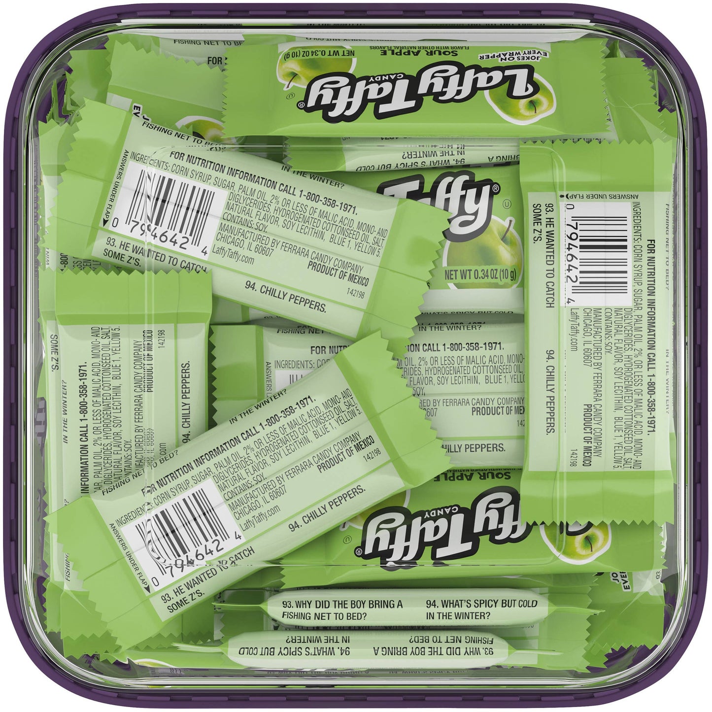 Laffy Taffy Sour Apple Mini Bars, 145ct Tub