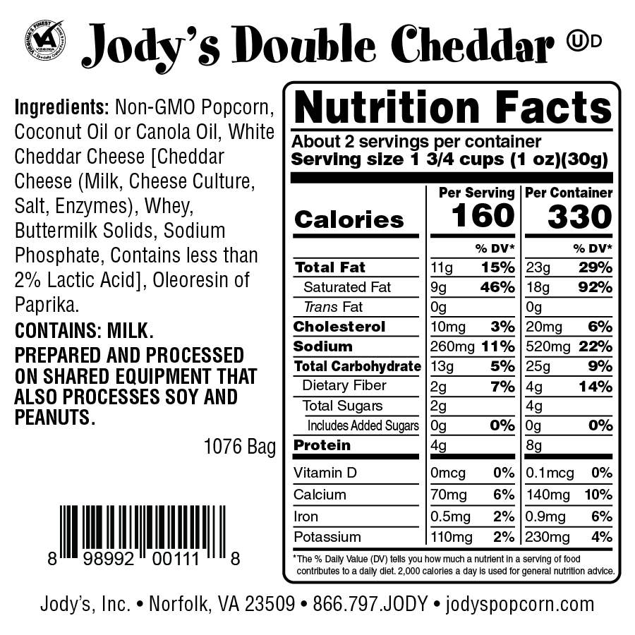 Double Cheddar Popcorn – Bold & Cheesy (12 x 2.2 oz Bags)