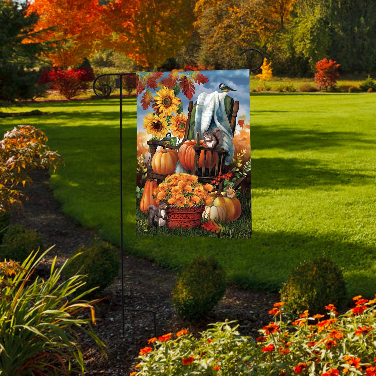 Fall Chair Garden Flag