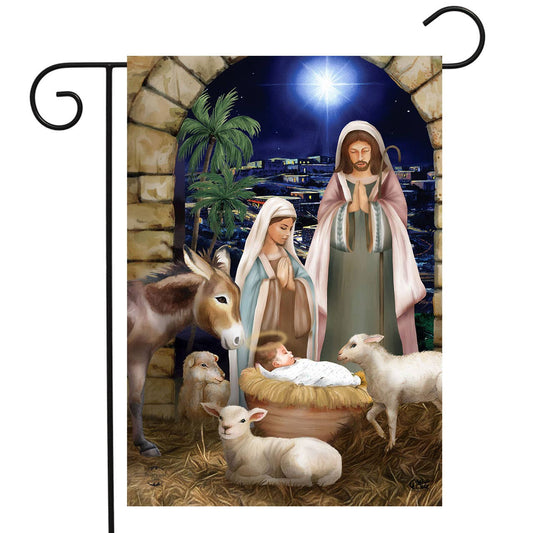 Away in A Manger Christmas Garden Flag 18" x 12.5"