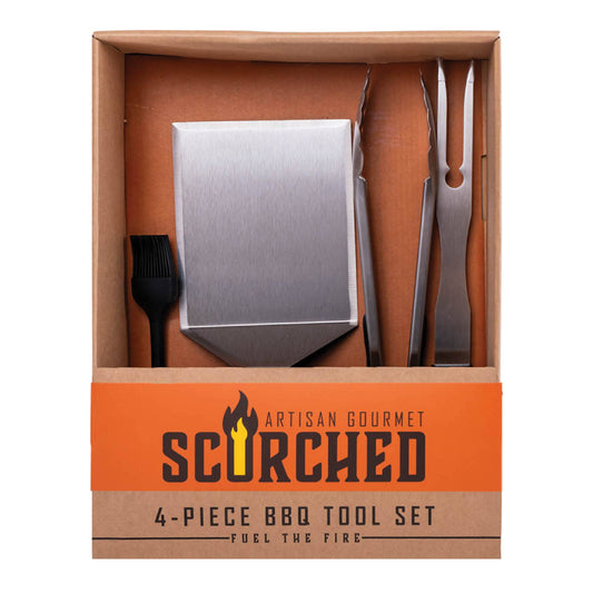 Scorched 4-Piece BBQ Tool Set | Men's Grill Tools Gift Set 700