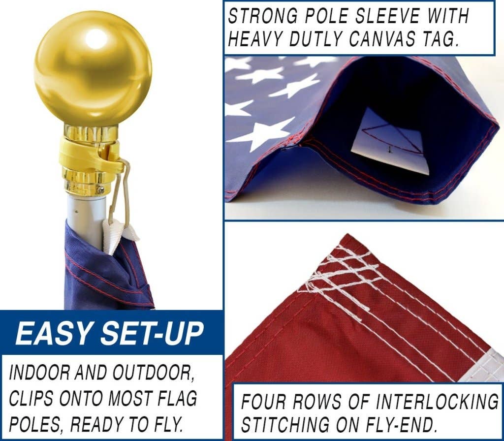 USA Embroidered Flag (Sleeved) 3x5ft
