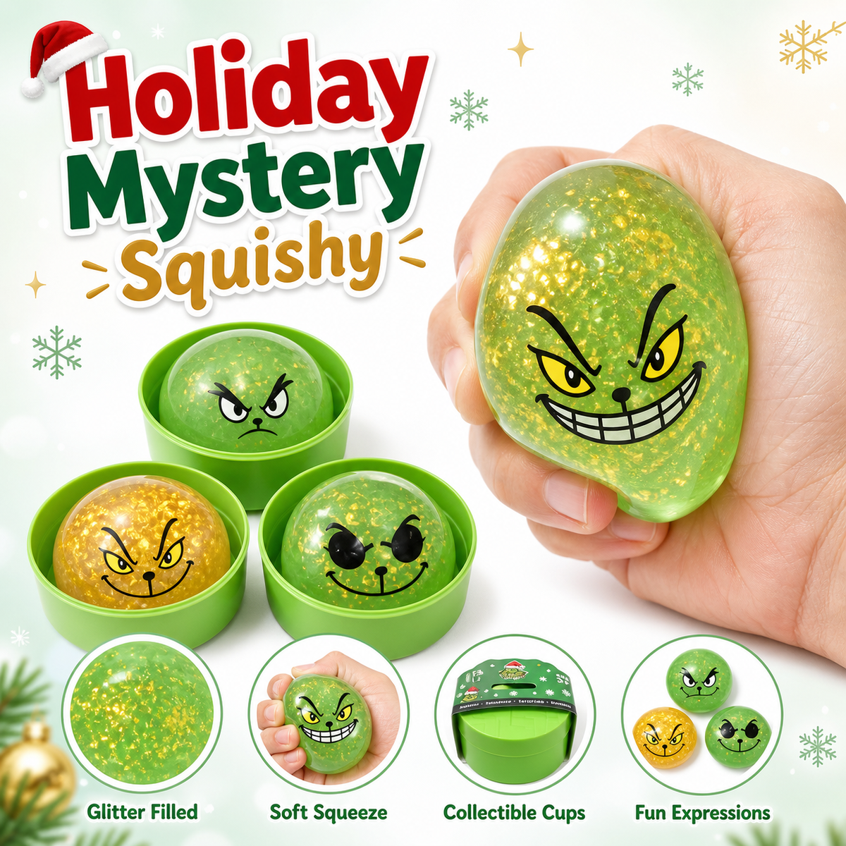 Christmas Grinch Bao Squishy Toy