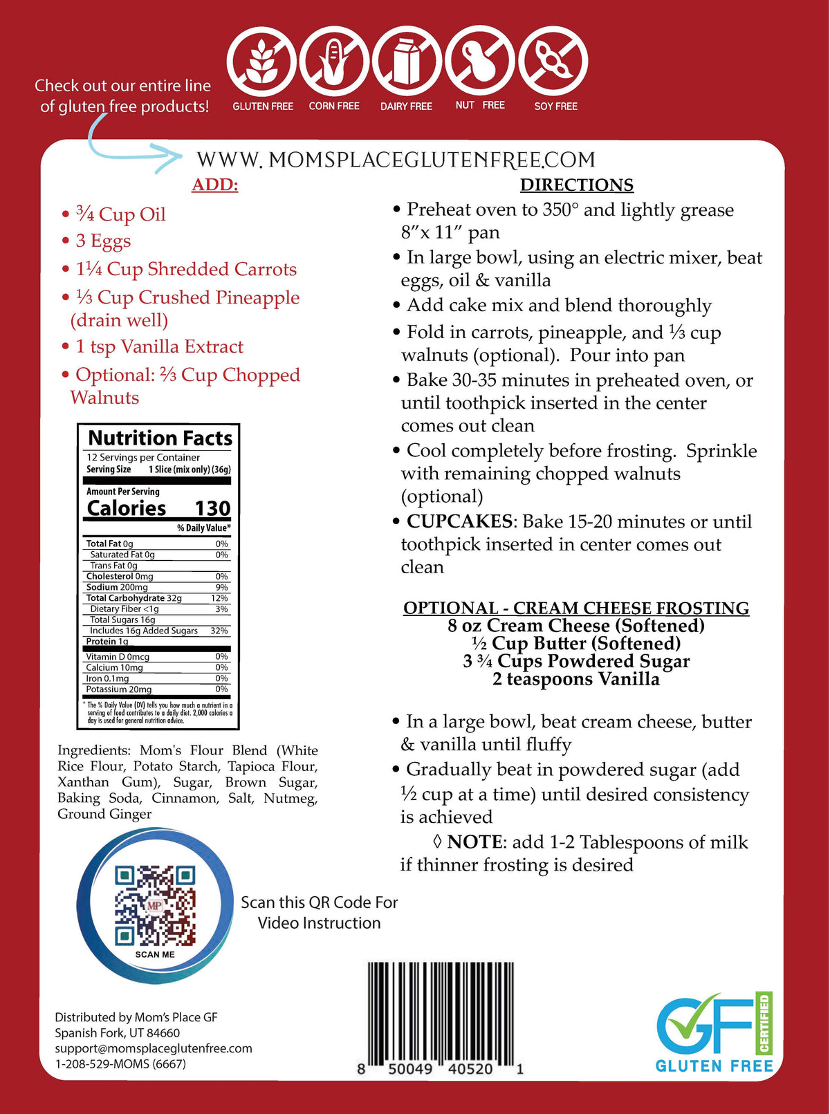 Gluten-Free Carrot Cake Mix