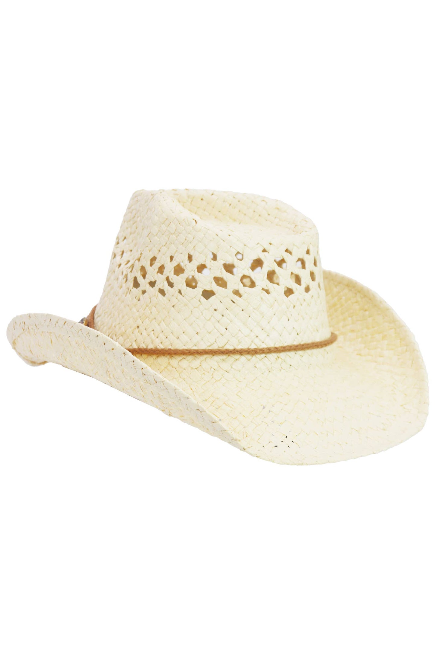 Simplistic Woven Raffia Paper Straw Cowboy Hat