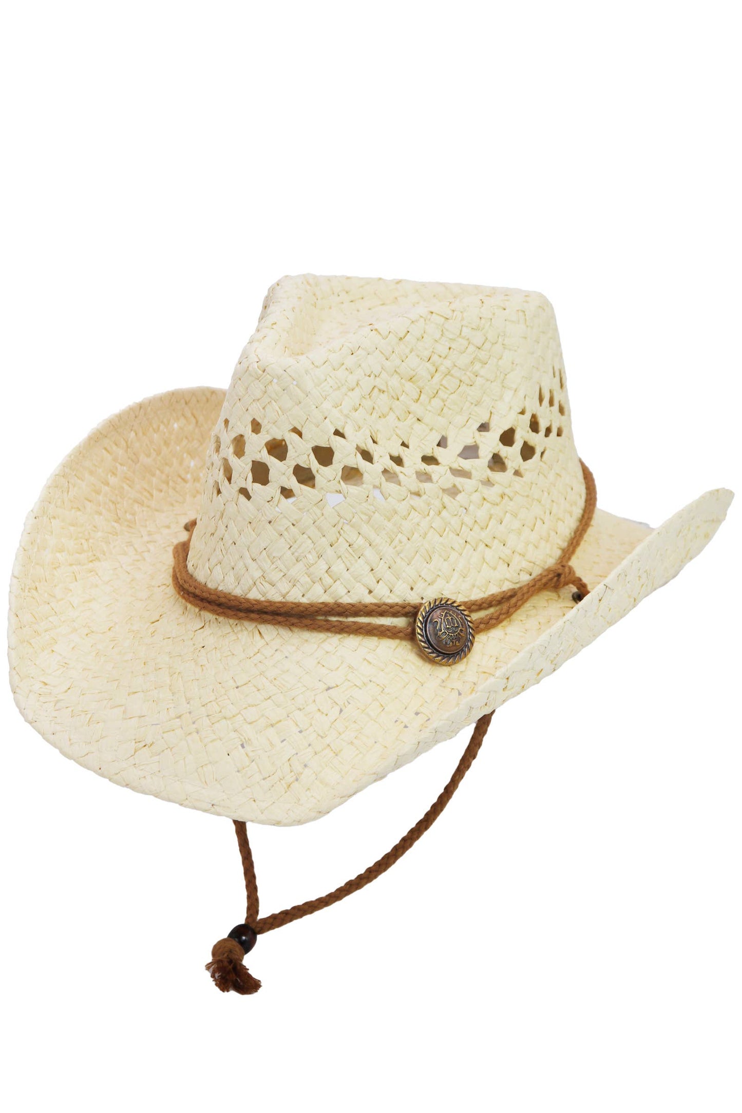 Simplistic Woven Raffia Paper Straw Cowboy Hat