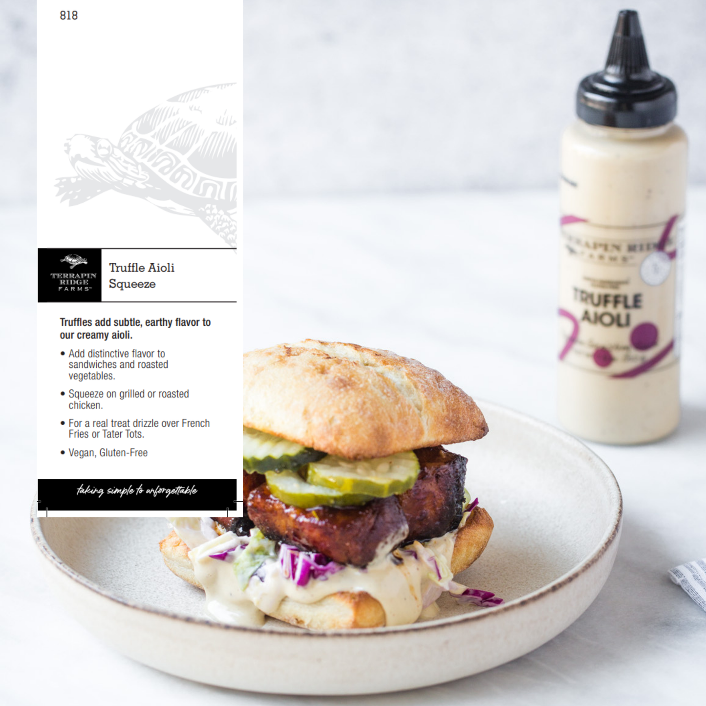 Shelf Talker Sriracha Aioli Garnishing Squeeze