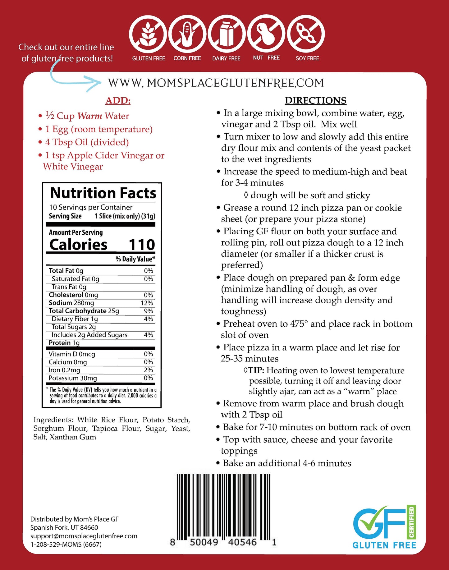 Gluten-Free Classic Pizza Dough Mix 700