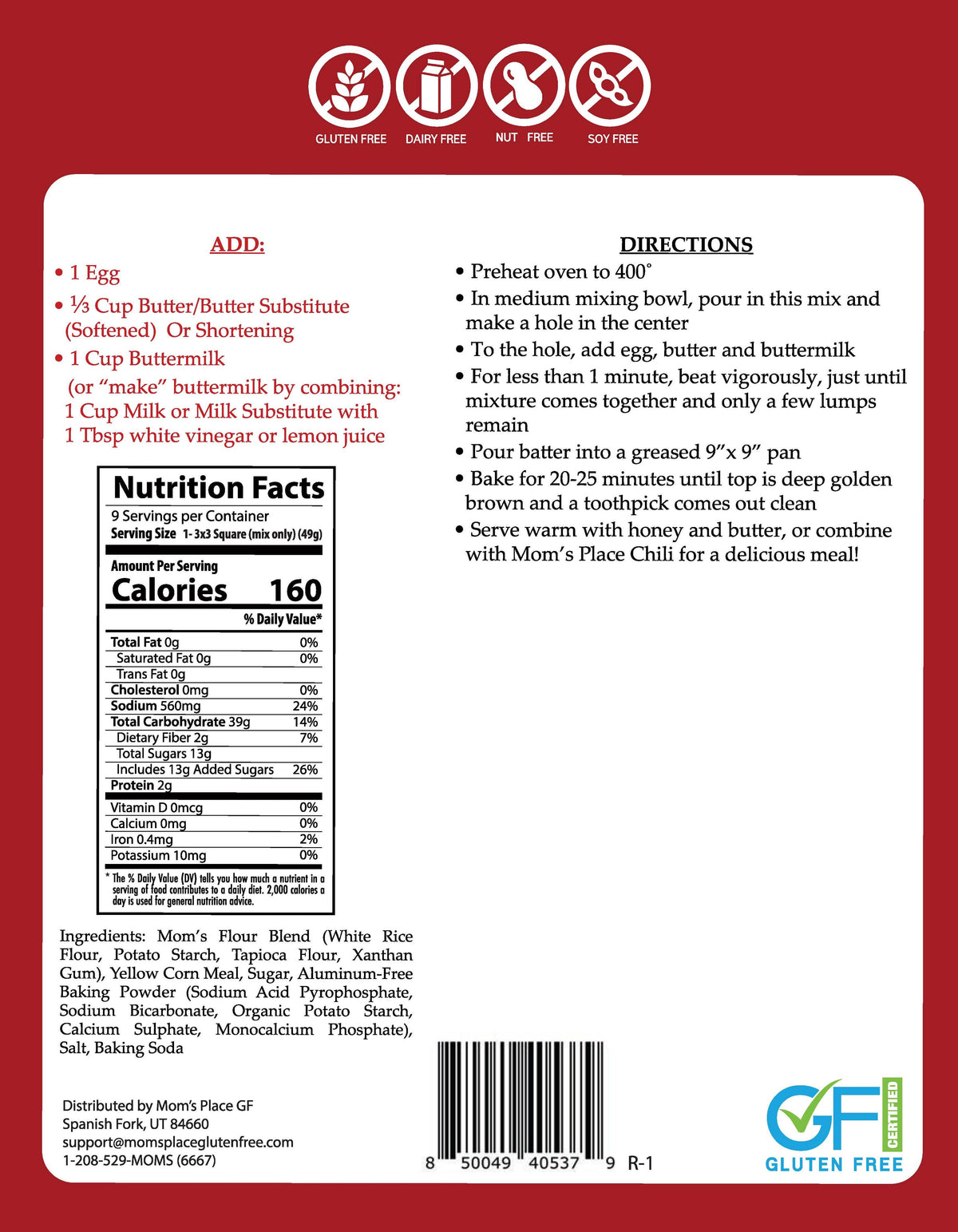 Gluten-Free Corn Bread Mix