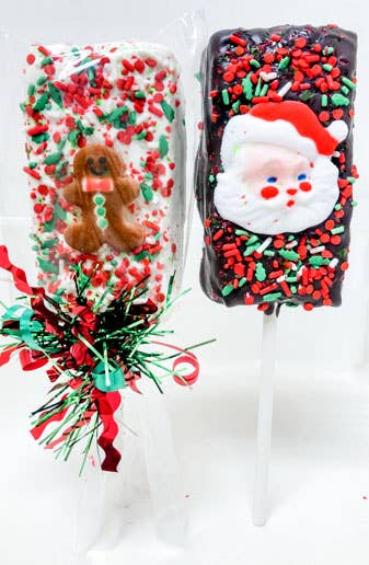 Christmas Chocolate Dipped Rice Krispie Pop