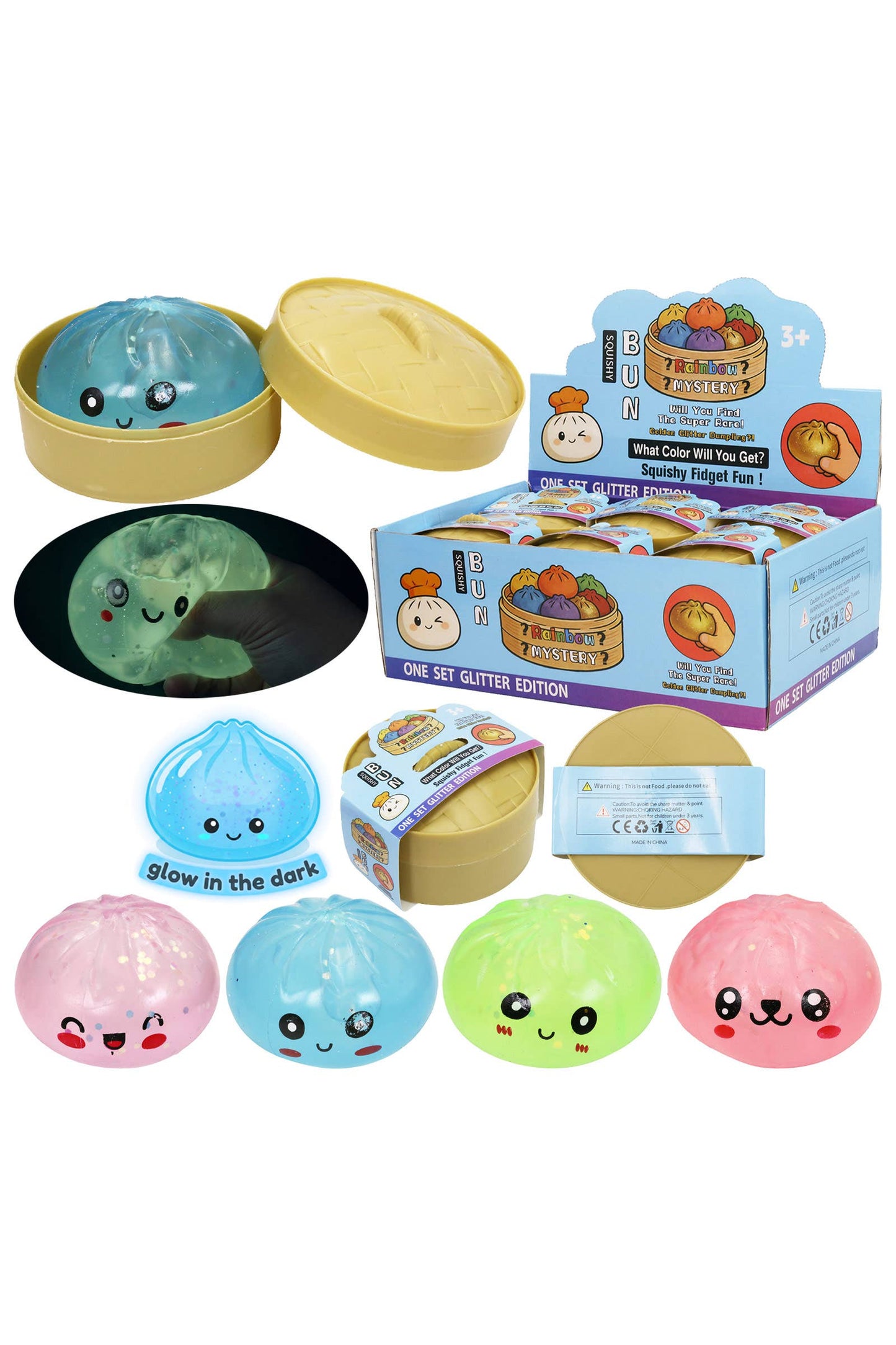 Neon Pastel Glow In Dark Jiggly Jelly Slime Dumpling Squishy 735