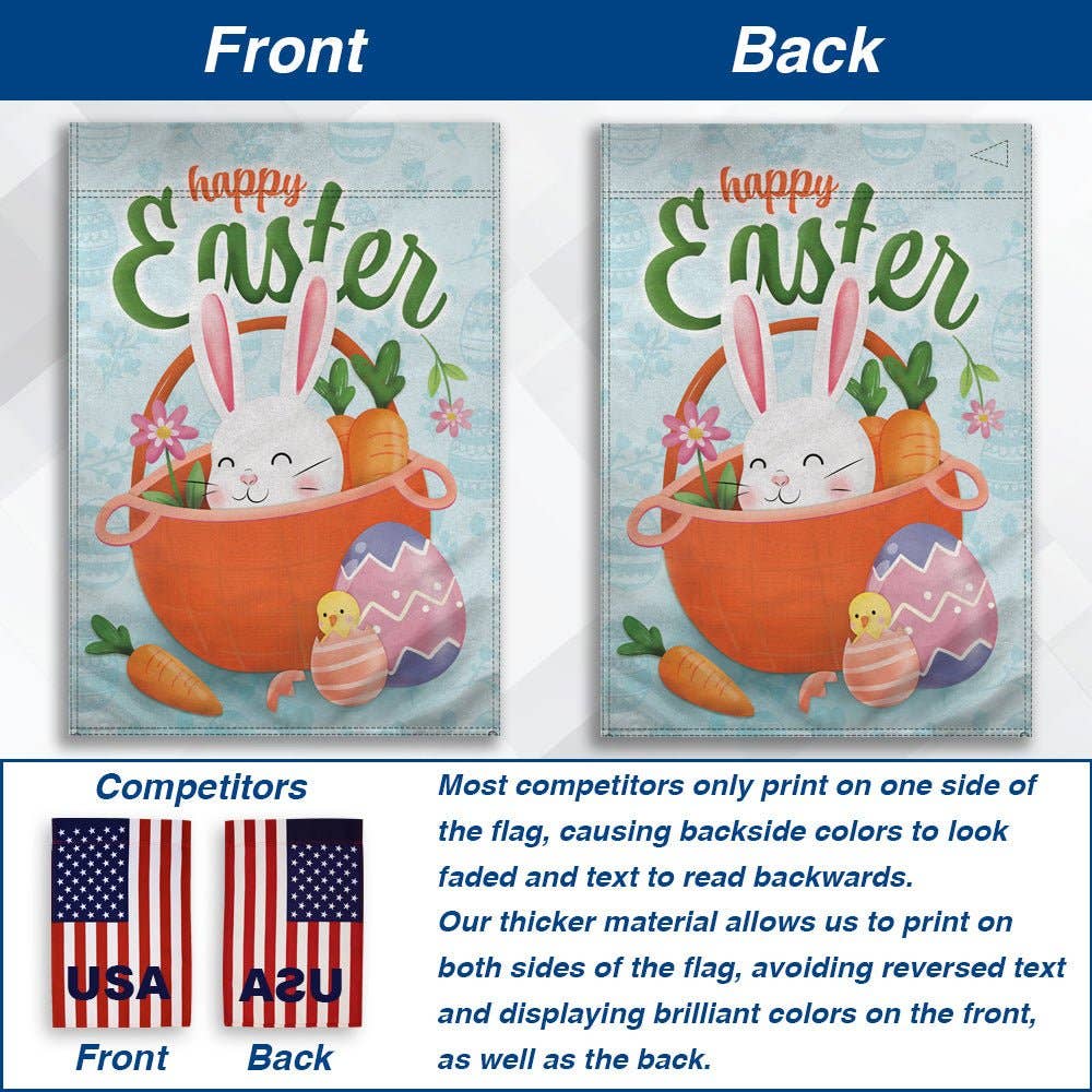 H&G Studios Happy Easter (Bunny) 12x18in Garden Flag